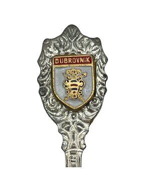 Souvenir Collector Spoon Dubrovnik Shield Design Silver Tone Decorative 4.5-Inch